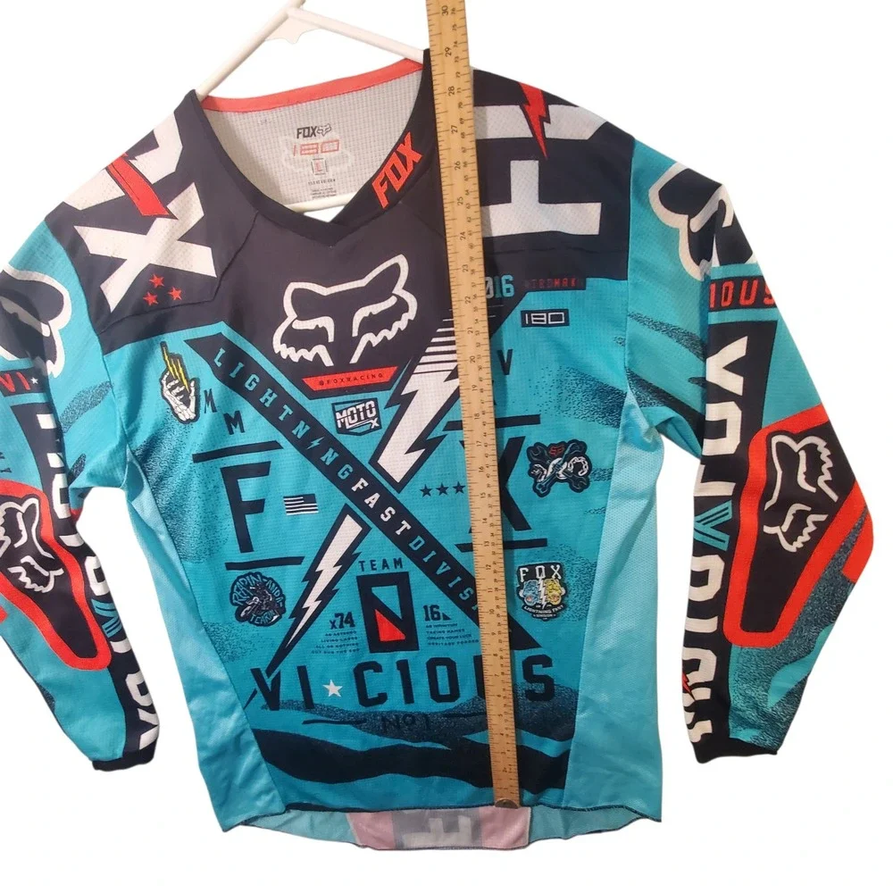 Fox Racing 180 Vicious Motocross Jersey Mens Large Blue Red Graphic Long Sleeve - Picture 5 of 10